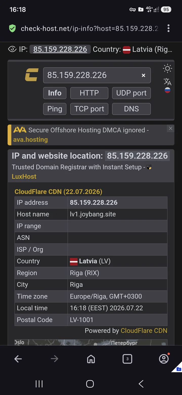 INCY для Android — Для проверки зайдем на https://check-host.net/
