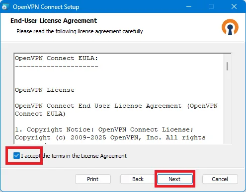 OpenVPN Connect для ПК — 2. После запуска инсталляционного файла необходимо выполнить следующие действия.
