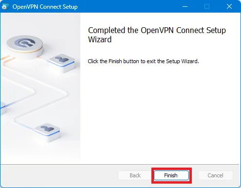 OpenVPN Connect для ПК — 2. После запуска инсталляционного файла необходимо выполнить следующие действия.